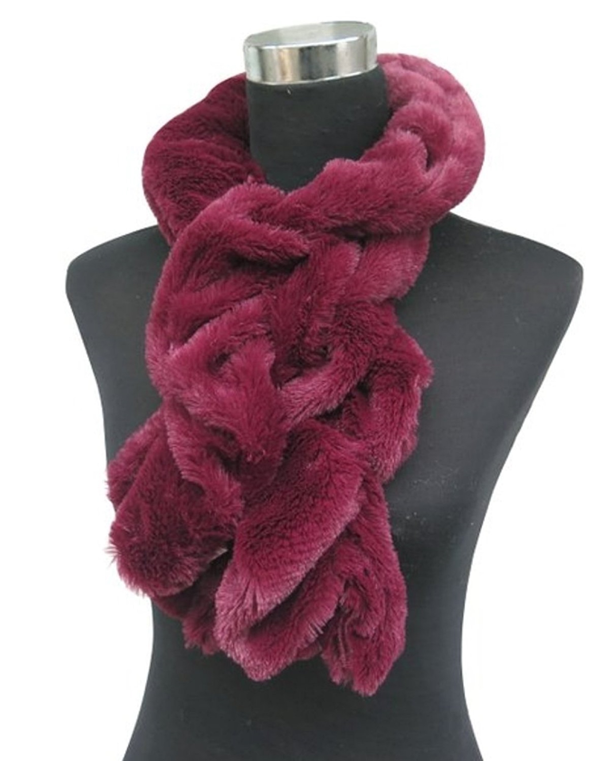 Beaute Fashion Faux Fur Fuzzy Adult Womens Warm Winter Scarf Twisted Or Infinity Plush Neck