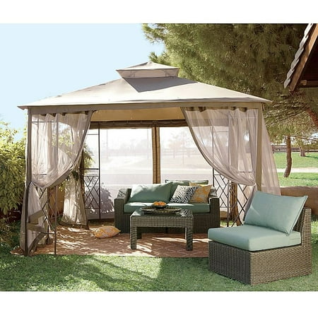 Garden Winds Replacement Canopy Top and Side Mosquito Netting Set for JCP Bamboo Gazebo - Riplock 350