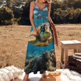 thumbnail image 2 of Nautical Green Sea Turtles Sleeveless Dress Women's Luxury Party Dress Birthday Dresses for Women, 2 of 7