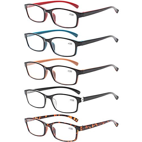 Reading Glasses 5 Pairs Quality Readers Spring Hinge Glasses for Reading for Men and Women 