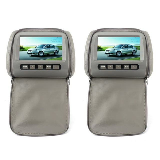 Sonew Car DVD Player Headrest ,2pcs 7 In HD Car Headrest LCD Video Player With Zipper Closure Cover Remote Control MP5 Display Car MP5 Player Gray
