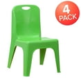 thumbnail image 2 of Flash Furniture Whitney 4 Pack Green Plastic Stackable School Chair with Carrying Handle and 11'' Seat Height, 2 of 13