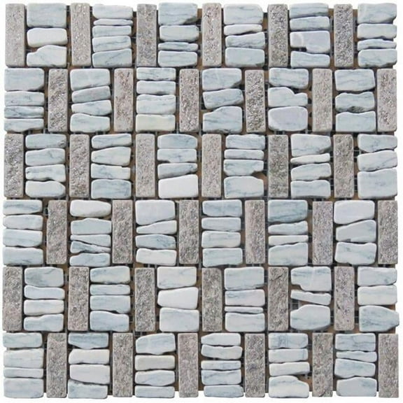 Intrend Tile LS007-A Wavy Pattern Natural Stone Mosaic Blend - Darker Center