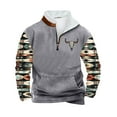 thumbnail image 2 of PNTUTB Men's Casual Retro Ethnic Print Fleece Stand-up Collar Quarter Zip Warm Pullover Sweatshirts with Pocket, 2 of 5
