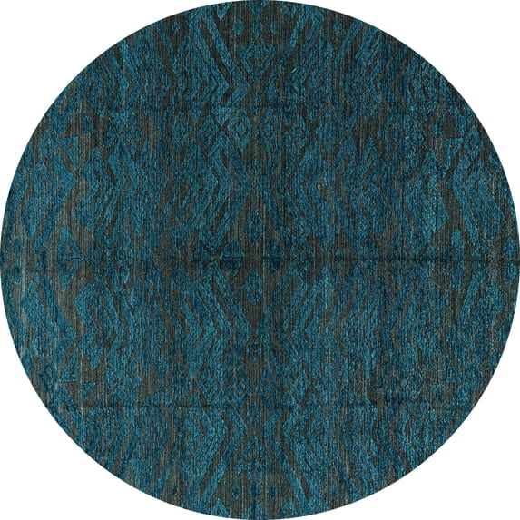 Ahgly Company Indoor Round Abstract Light Blue Modern Area Rugs, 4' Round