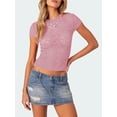 thumbnail image 3 of SUNSIOM T-Shirt d'Été à Manches Courtes à Col Rond et Coupe Slim Décontracté pour Femmes, 3 of 6