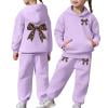 thumbnail image 3 of shqvo Big Girls 2 Piece Sport Outfit Bow Print Pullover Sport Sweatsuits Hoodie Sweatpants Outfits Hoodies Tracksuits for Toddlers Children Teens, 3 of 8