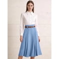 thumbnail image 6 of Women'S High Waist A-Line Skirt Flared Midi Skirt Vinage Skirt with Belt Light Blue M, 6 of 7