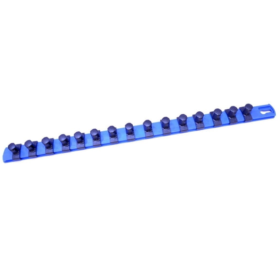 ML TOOLS Twist Lock 18-inch Blue Socket Rail Socket organizer with 15 of 1/2" Drive Socket Clips - Made in USA