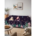 thumbnail image 6 of Pink Flamingo Couch Cover for 2 Cushion Sofa, Green Summer Tropical Botanical Black Washable Loveseat Sofa Covers Slipcover for Sectional Sofas L-Shaped, Couch Throw Cover 71"x118", 6 of 9