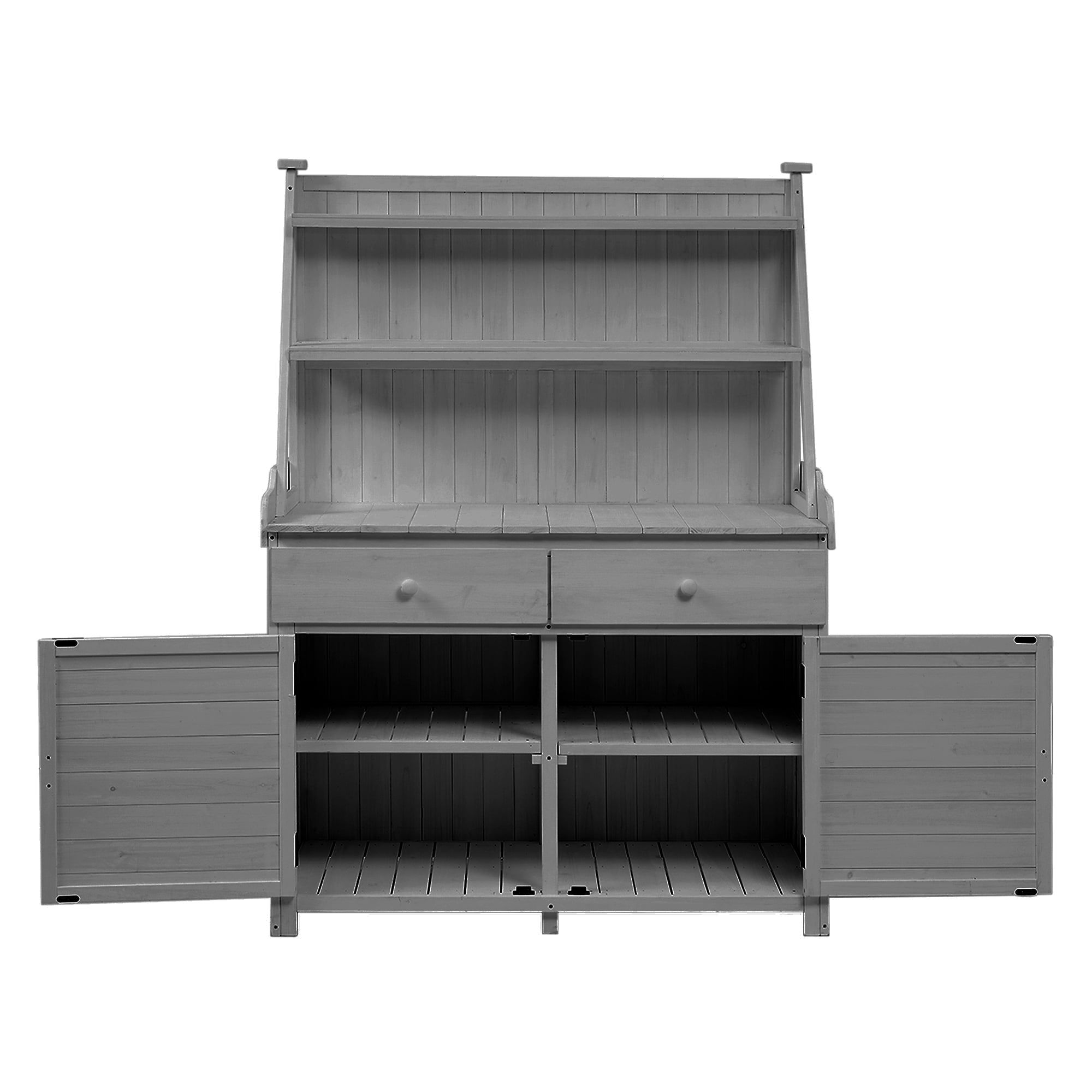 MAYEERTY 65" Garden Potting Bench Table – Rustic Fir Wood Workstation with Storage Shelf, Drawers, and Cabinet