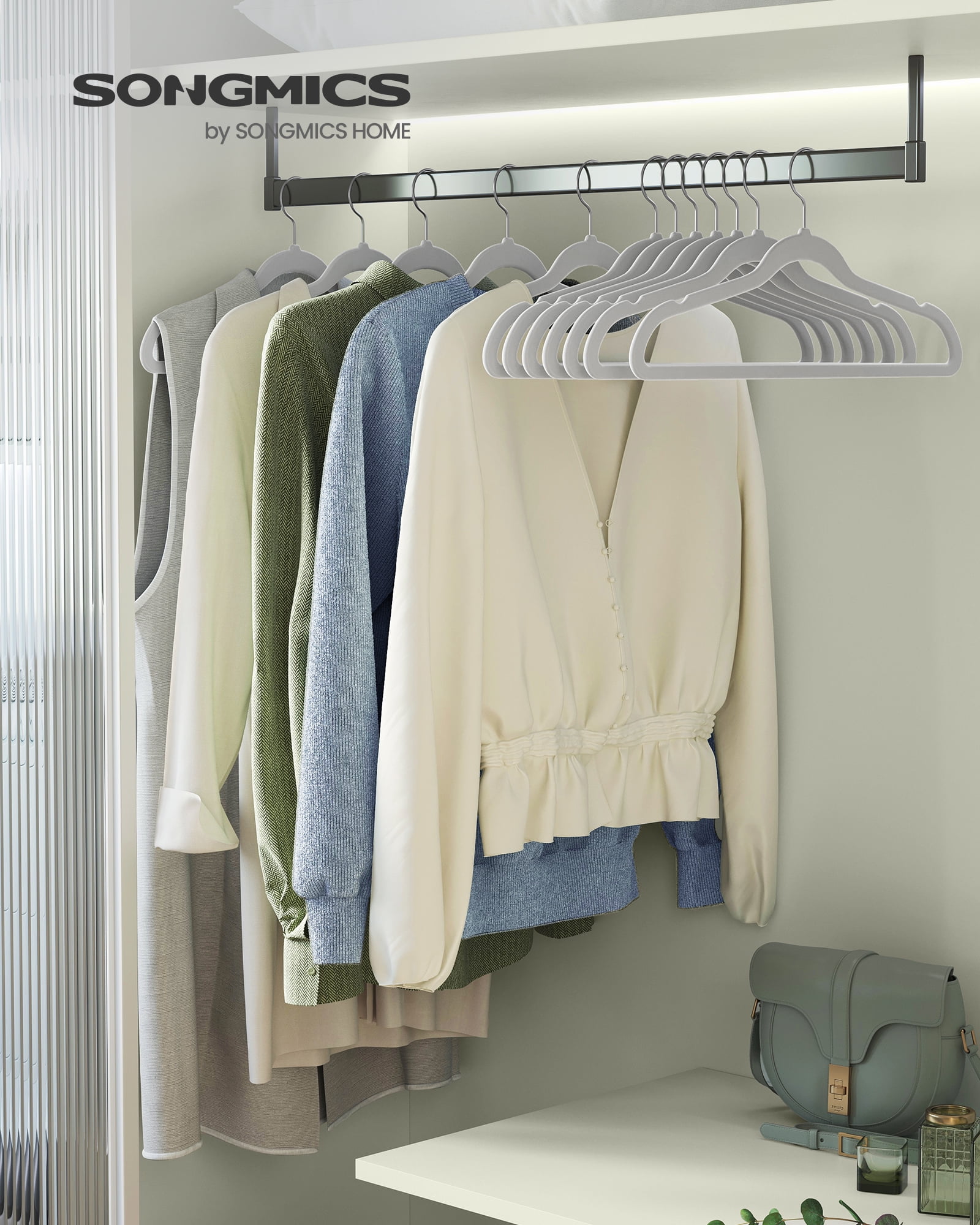 Velvet Hangers 100 Pack, Non-Slip Clothes Hangers with Silver-Colored Swivel Hooks, Slim Space-Saving for Closet, Heavy-Duty, Black