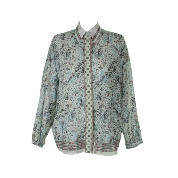 Max Studio London Blue Multi Cotton Printed Shirt L