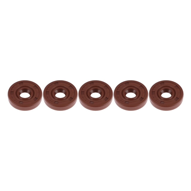 Sello de aceite universal Unique Bargains TC de doble labio con resorte de acero, anillo de sello para eje rotativo 8x22x5mm, alta presión, caucho FKM marrón, 5 piezas