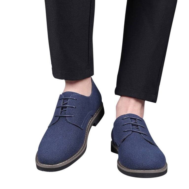 Men\'s Navy Suede Derby Shoes - Classic Lace-Up Comfort Xfvqtps Mens Casual Shoes British Style Suede Surface Lace  main image 4