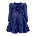 thumbnail image 6 of Nskgu Girls Long Sleeve Dress Velvet Crew Neck Bow Back Holiday Party Christmas Dresses, 6 of 7