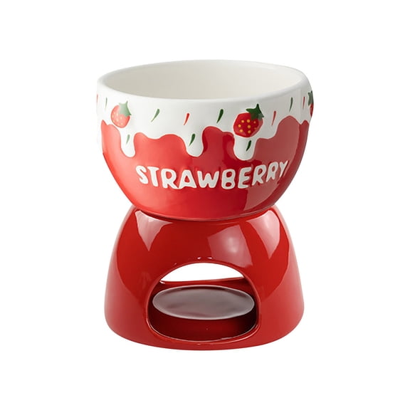 Ceramic Chocolate Melting Cup Mug, Chocolate Fondue Mug, Creative Cheese Fondue Cup Melting Hot Chocolates Mugs Warmer Pot, Heating Butter Cheese Warmer Mugs Hot Pot Meltie Cups Melter Set, Red