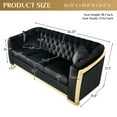 thumbnail image 3 of Wiilayok 84" Velvet Luxury 3 Seat Sofa, Mid-Century Classic Chesterfield Sofa Couch With Button Tufted,Golden Lines for Living Room,Black, 3 of 9