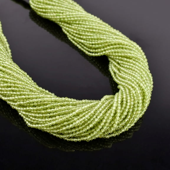 QNAVIC Natural Peridot Gemstone Micro Faceted Rounds Beads Strand Drilled Stone Chakra Healing Crystals DIY Jewelry Making Wholesale Bulk Loose Supply Strand 30 Centimeter (1 Strand)