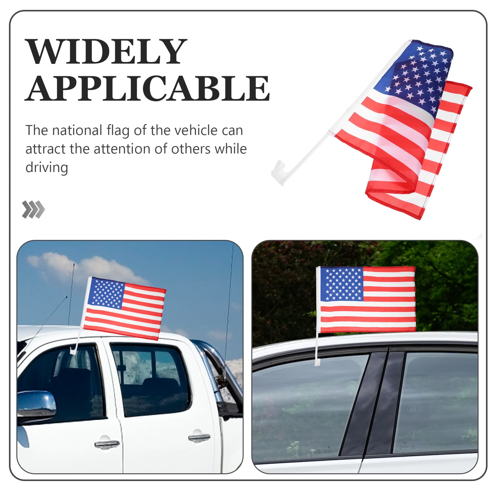 KONTONTY 4Pièces Drapeaux Américains Pour Voiture Clips De Fenêtre
