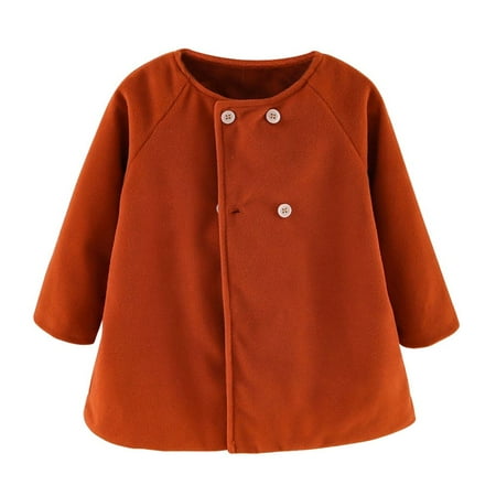 

LOVEBAY Baby Girls Button Formal Coat Toddler Kids Woolen Jacket Fall Winter Outwear Button Down Top Jacket