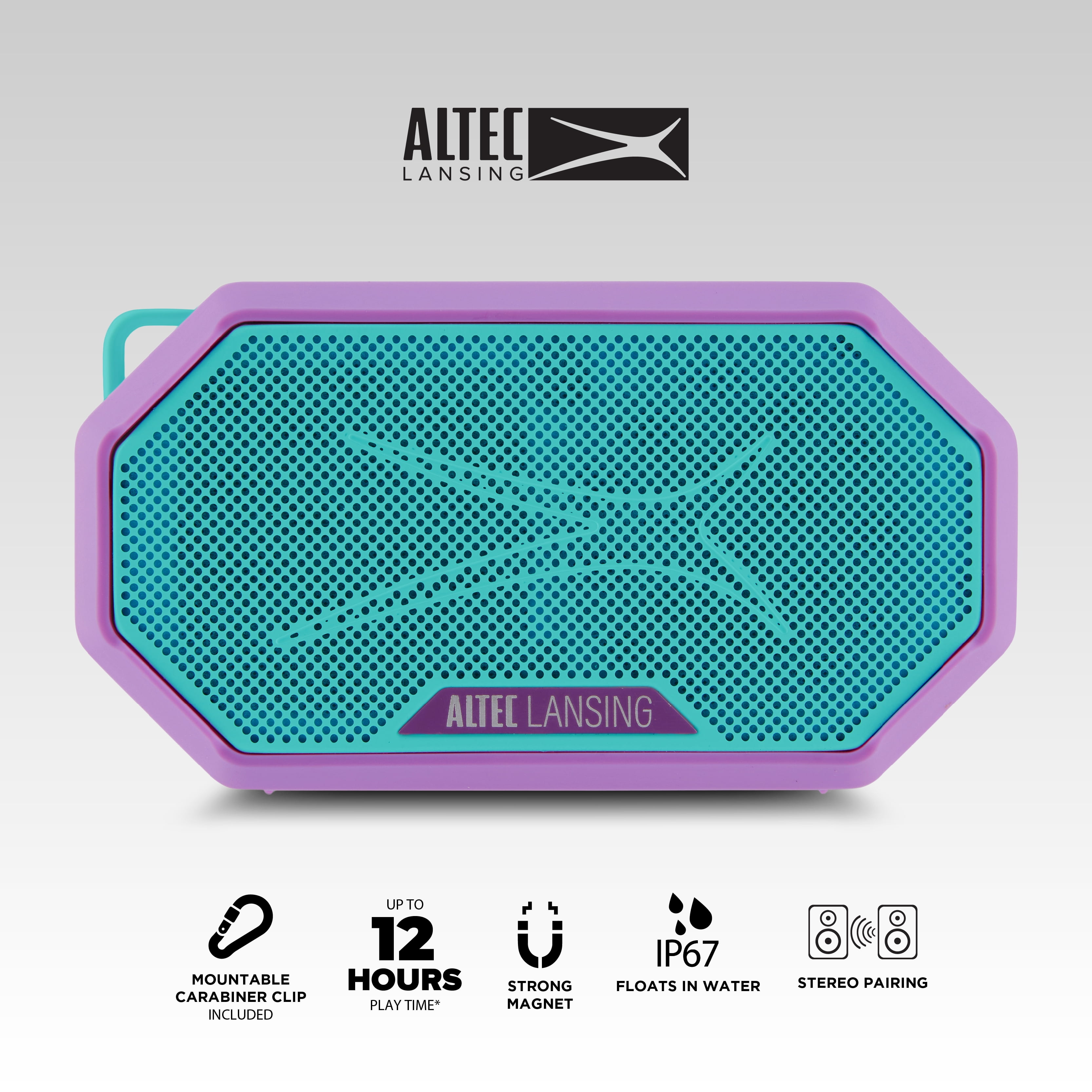 Altec Lansing HydraMini 2.0 Portable Bluetooth Speaker, Waterproof IP67, 12-Hour Battery, Wireless Pairing, USB-C Quick Charge, Magnetic Mount, Voice Assistant, Compact Outdoor Speaker