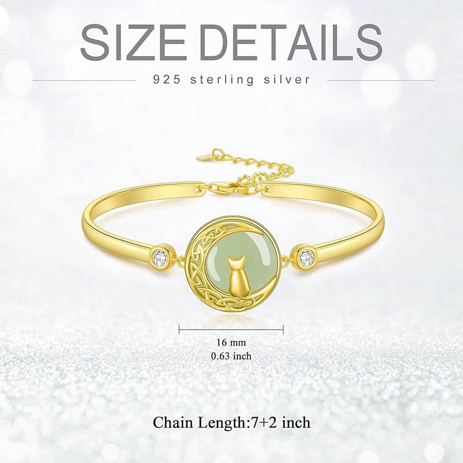 JKR Jade Bracelet for Women 14k Plated Sterling Silver Lotus/Sunflower/Tree of Life/Hummingbird/Dragonfly/Bee/Butterfly/Cat Jade Jewelry Birthday Mothers Day Gifts for Mom Grandma