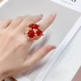 thumbnail image 2 of Vintage Oval Round Stone Statement Ring for Women Gold Plated Elegant Colorful Birthstone Flower Beaded Adjustable Open Wrap Finger Rings Comfort Fit Antique Art Deco Jewelry, 2 of 12