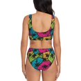 thumbnail image 3 of Daiia Hawaii Palms Women's Bikini Set Two Piece Swimsuit High Waisted Bikini Adjustable Straps Bikini Perfect for Beach, Pool, and Summer Vacation-Large, 3 of 9