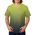 thumbnail image 2 of Domuza Scrub Top Men Tie-Dye Gradient V Neck Short Sleeve Working Uniform Plus Size Soft Comfy Medical Workwear with 3 Pockets Cyan L, 2 of 5