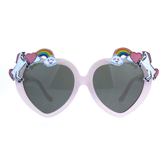 Children Size Girls Rainbow Unicorn Heart Shape Sunglasses Pink