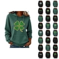 thumbnail image 1 of Chandails à Capuchon pour Femmes de la Saint-Patrick 2026 à Manches Longues avec Graphique de Trèfle et Poches, 1 of 5