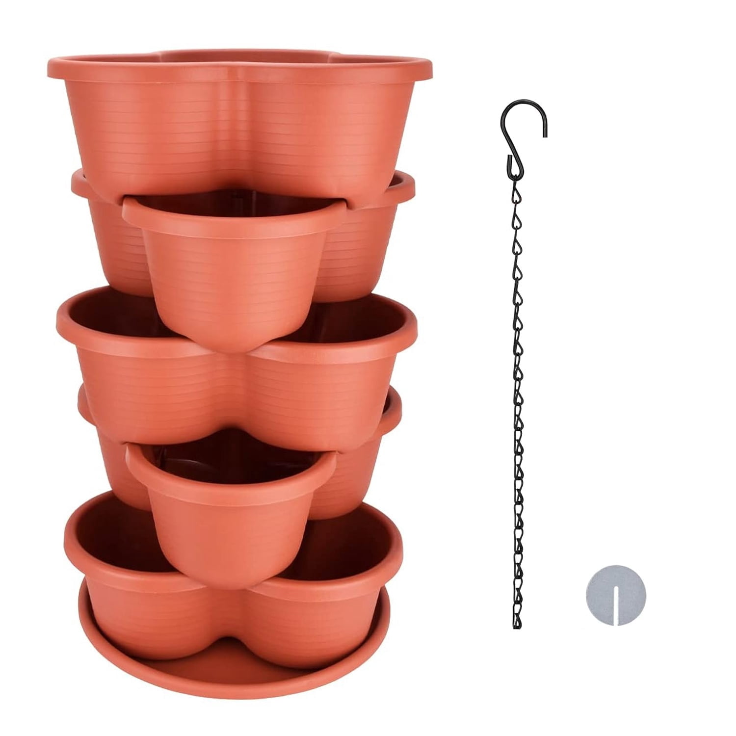 5-Tier Stackable Strawberry Planter TeqHome Vertical Garden Planter with Drainage Hole Herb Planter for Strawberry Plants Lettuce Greens Flowers
