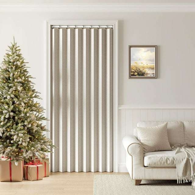 Cortinas Plisadas de Puerta Plegable con Blackout Total, Color Gris con Ganchos, Cortinas de Acordeón para Puerta de Clóset, Cortinas de Pared, Divisor de Habitación