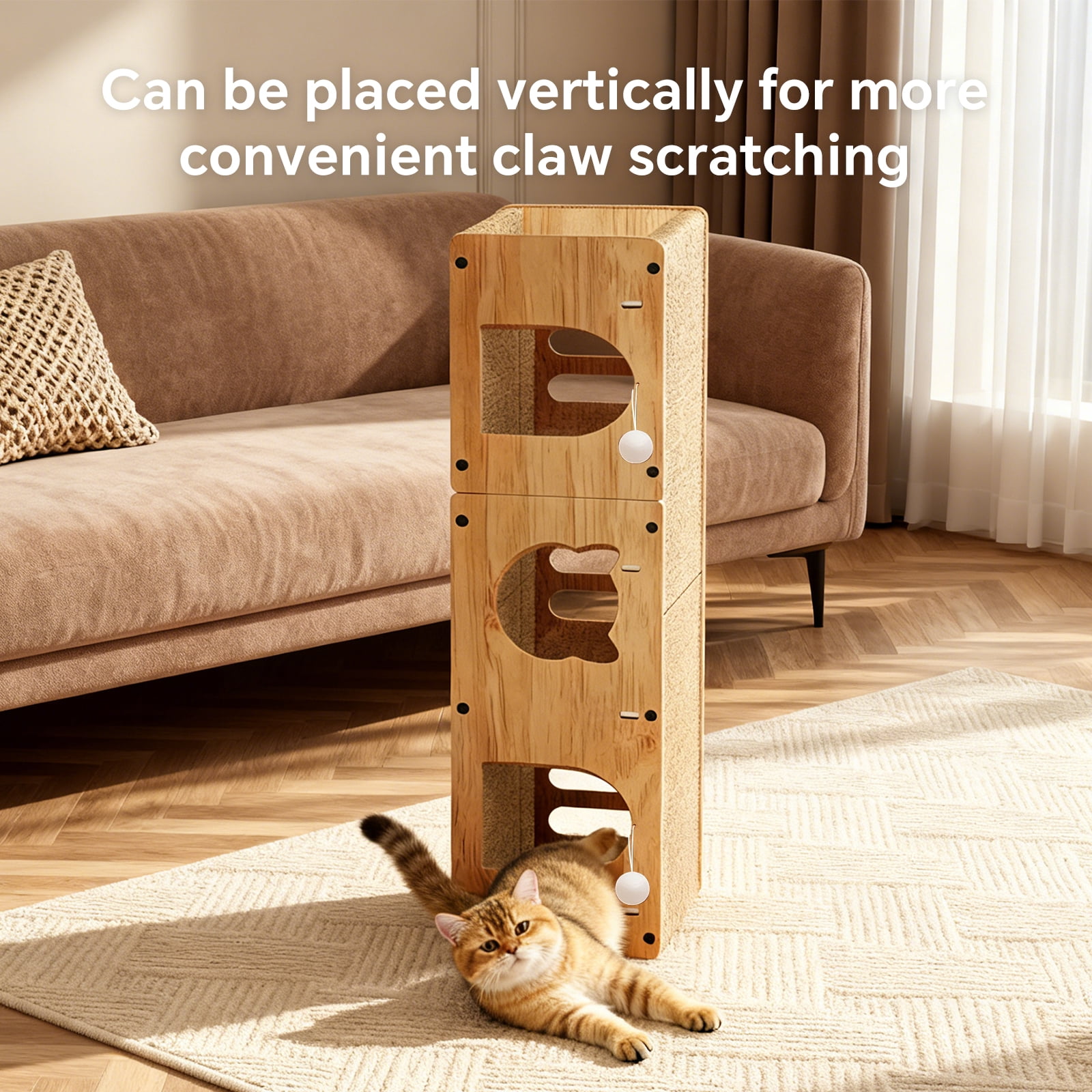Cat Scratcher Tunnel, Scratching Pad Furniture Protection Comfortable Scratch Resistant Interactive Toy, 100*30*30cm