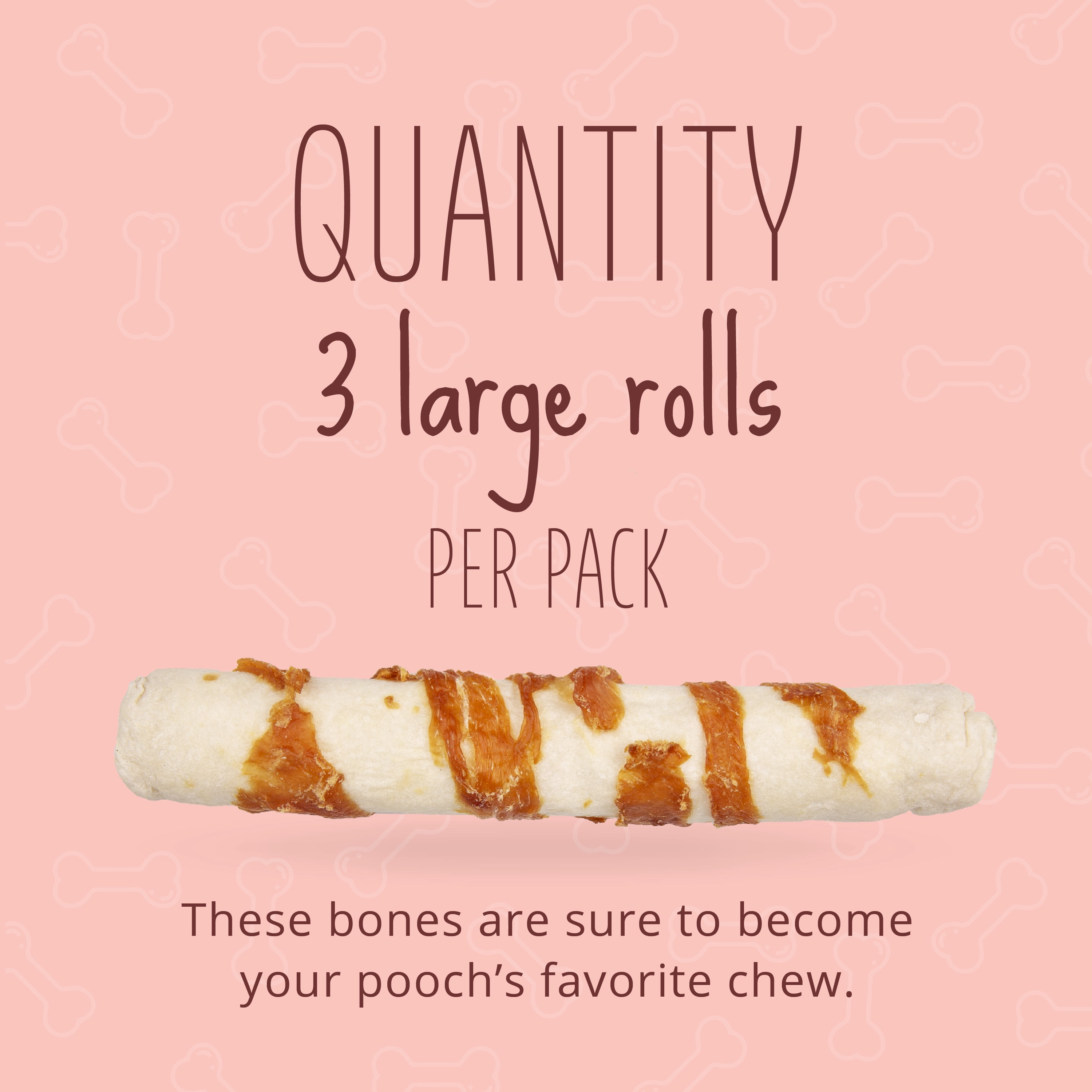 Better Belly Proteins with Real Venison Large Rolls, Highly Digestible Rawhide Chews, 3 Count
