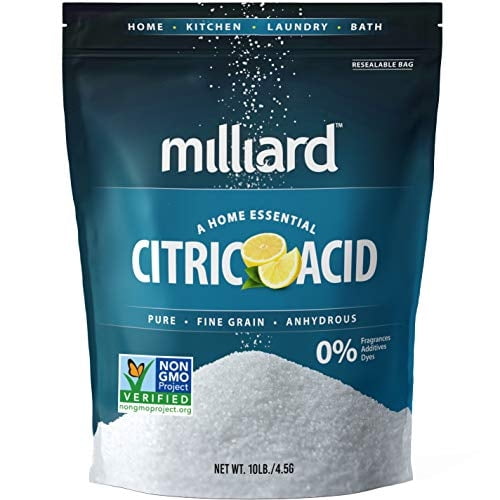 Ácido cítrico Milliard, 4,54 kg, 100% puro, apto para uso alimentario, sin OGM