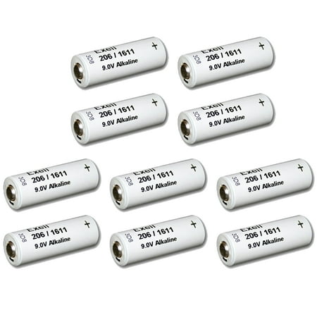 10x Exell 206A Alkaline 9V Battery 110mAh NEDA 1611, H-7D, H-6D