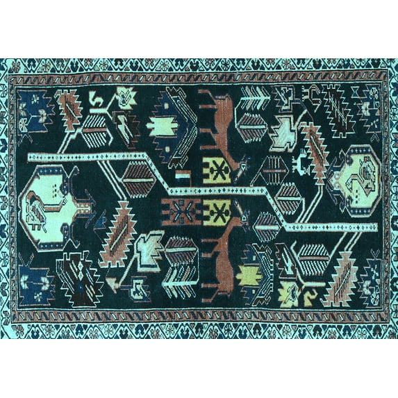 Ahgly Company Indoor Rectangle Animal Light Blue Traditional Area Rugs, 2' x 4'