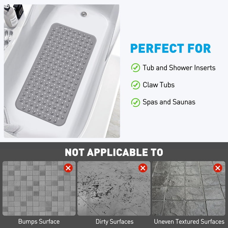 GPED Bathtub Mat, Gray, 27.6" x 15" with Drain Holes photo 5