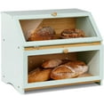 thumbnail image 1 of HOMEKOKO Double Layer Large Bread Box for Kitchen Counter, Wooden Large Capacity Bread Storage Bin (Mint Green), 1 of 6