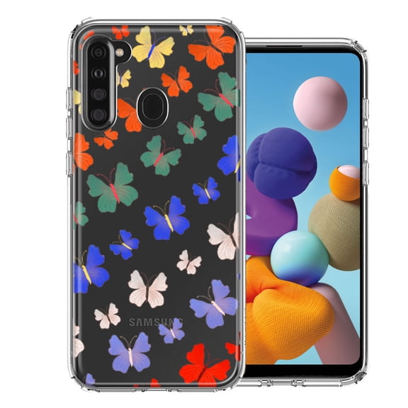 MUNDAZE For Samsung Galaxy A21 Colorful Butterflies Design Double Layer Phone Case Cover