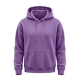 thumbnail image 4 of Men's Classic Solid Fleece Pullover Hoodie, Drawstring Hooded Sweatshirt with Kangaroo Pocket, for Fall Winter Daily Casual Wear Purple XL, 4 of 6