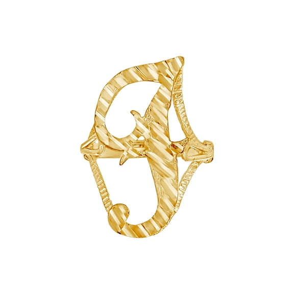 10k Yellow Gold Womens Dc Initial Letter F Band Ring 29.7x2.5mm Wide Size 7 Ring for Women and Men