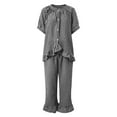thumbnail image 5 of CHUMUD Women Plaid 2 Piece Pajama Set Button Down Puff Sleeve Babydoll Shirt Gingham Pants Pj Lounge Set Sleepwear Fall Matching Outfits, 5 of 7