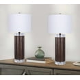 thumbnail image 3 of Grandview Gallery Cylinder Table Lamps - Set of 2, 29.25” Fluted Polyresin Brown with Crystal & Linen Shade, 3 of 5