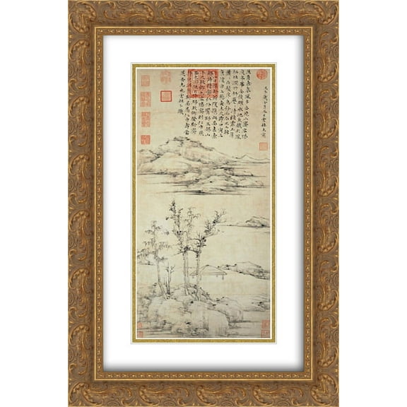 Ni Zan 2x Matted 16x24 Gold Ornate Framed Art Print 'The Rongxi Studio'