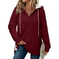 thumbnail image 4 of YUGYXL Womens Fashion Hoodies Pullover Oversized Sweatshirt Long SLeeve Drawstring Hooded Fall Shirts Loose Fit Wine M, 4 of 7