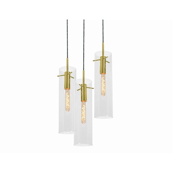 VSAP05MBLBRND3 AFX Vista - 3 Light Pendant-17 Inch Tall and 18 Inch Wide-Light Antique Brass Finish