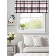 thumbnail image 4 of Modern Geometric Buffalo Plaid Valances for Windows,Kitchen Valance Rod Pocket Short Curtain, Black Pink Line Lattice Valance Curtain Window Valances for Bedroom Bathroom Living Room 54x18in, 4 of 9